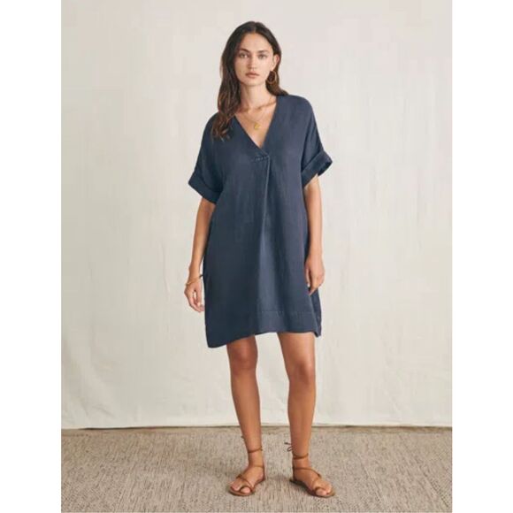 FAHERTY SANIBEL BASKETWEAVE DRESS IN DUSK DIVE WASH - Picture 1 of 6